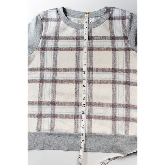 Anthropologie Saturday Sunday Plaid Gray Cropped Sweater Small - Picture 7 of 8